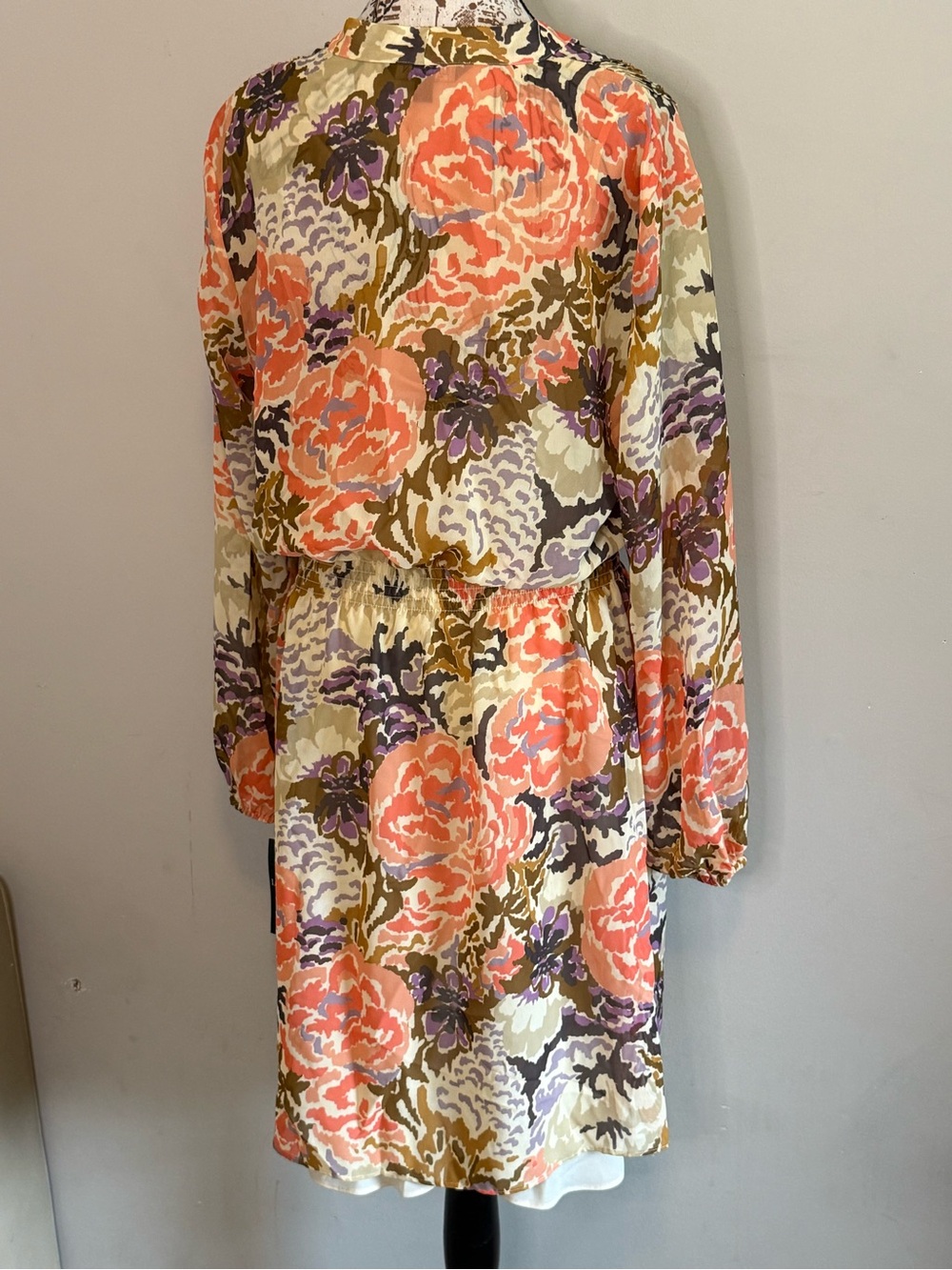 NWT - Ralph Lauren Floral Midi Dress in Coral, Olive & Lavender - Size 14 - Picture 4 of 6